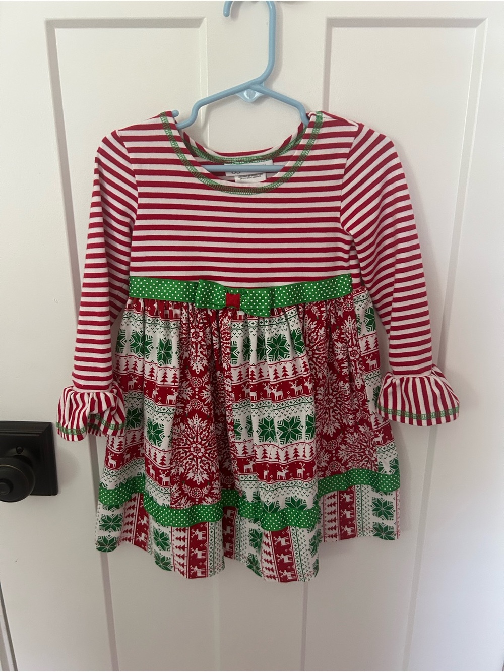 Bonnie Jean Red, White & Green Holiday Stripe Dress
